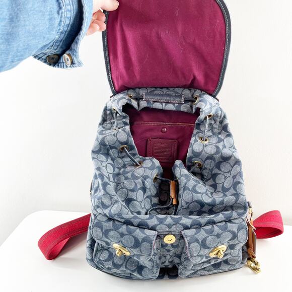 Coach Cargo Signature Canvas Logo Backpack Denim Blue - Picture 5 of 9